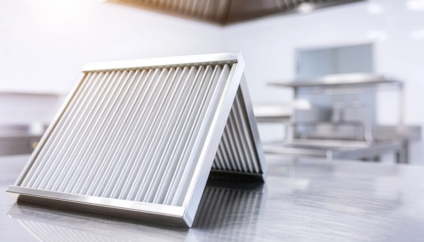 Commercial kitchen hood with removable grease filters