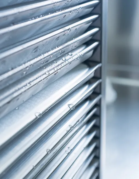 Hood filters soaking in degreasing solution