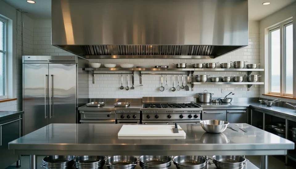 Commercial kitchen exhaust hood in a Fort Pierce, FL waterfront restaurant