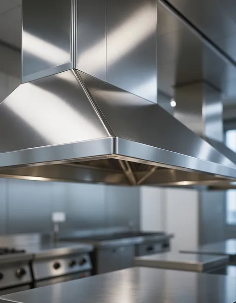 Technician cleaning a clubhouse kitchen exhaust hood