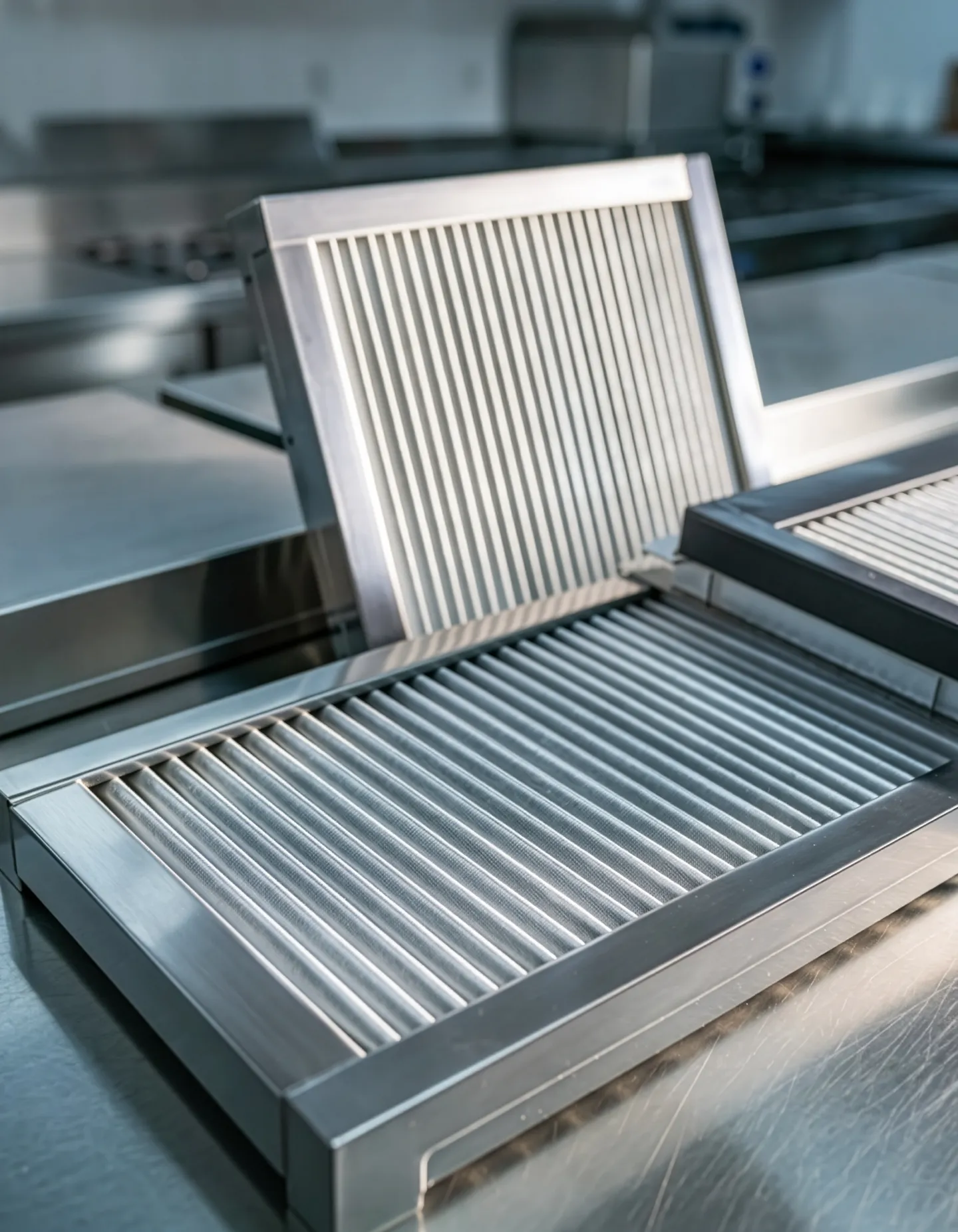 Clean UL 1046-listed baffle filters for a commercial hood