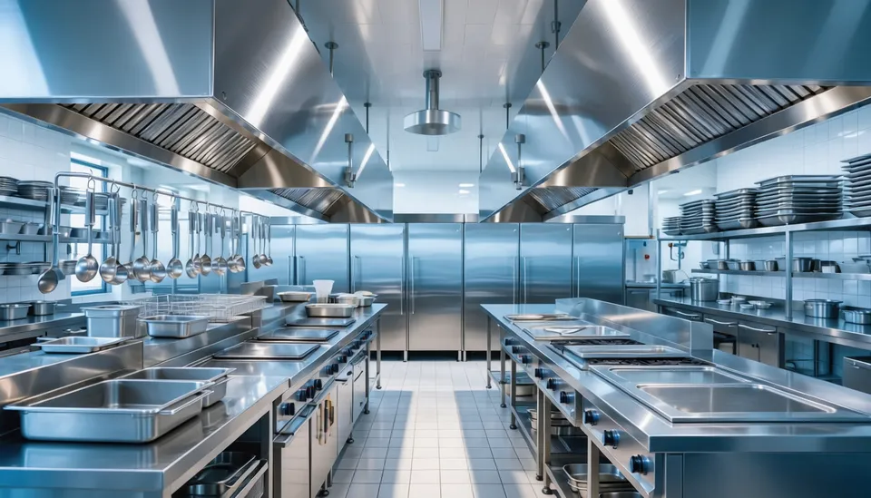 Large institutional commercial kitchen exhaust hoods